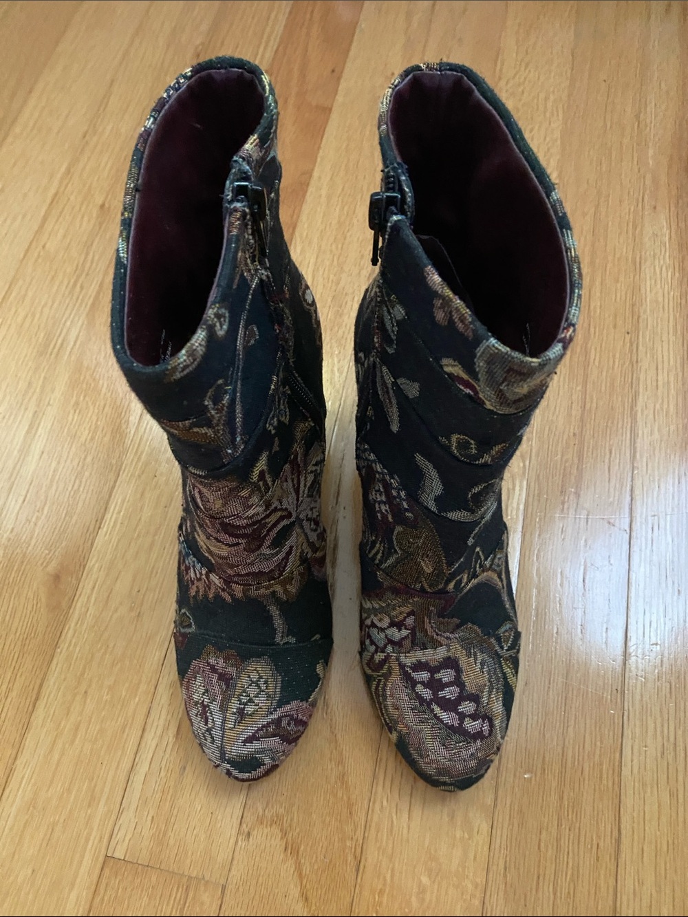 Poetic License Black Floral Tapestry Boots